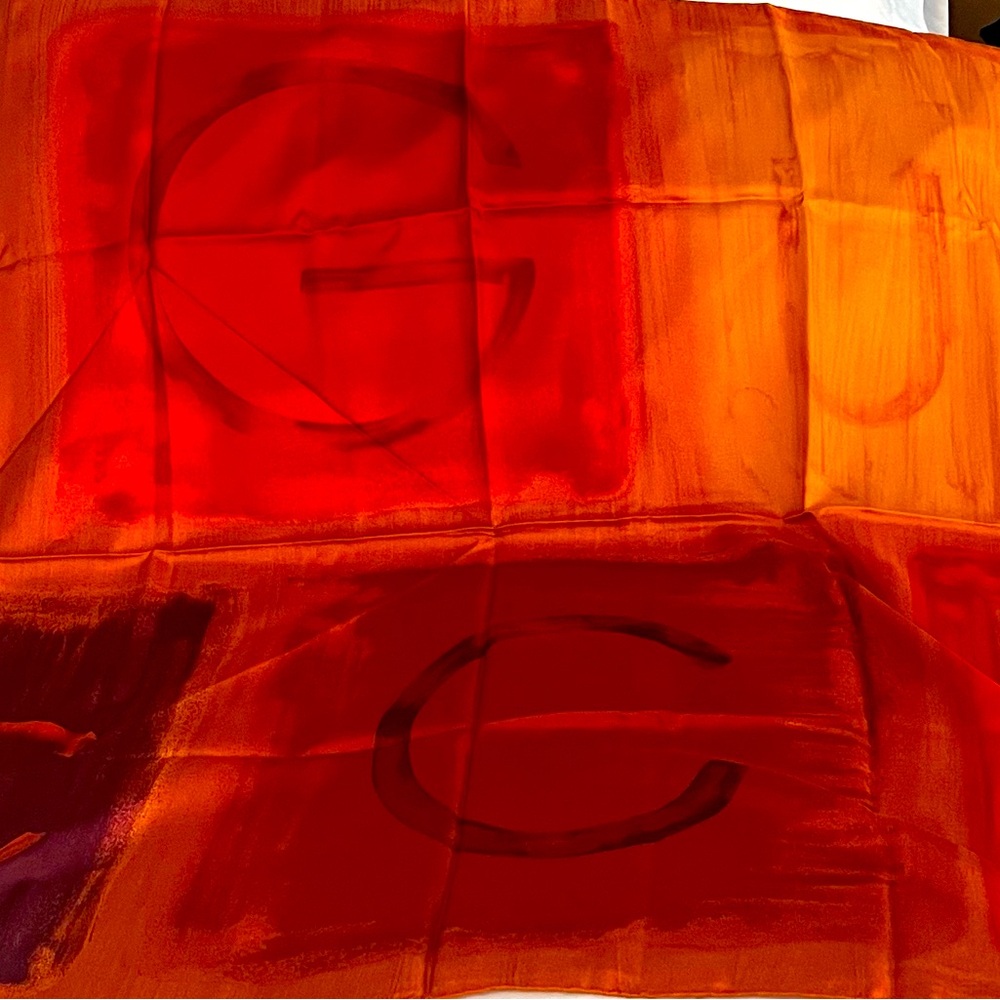 Gucci Orange and Red Scarf Luxurious Accessory   34X34